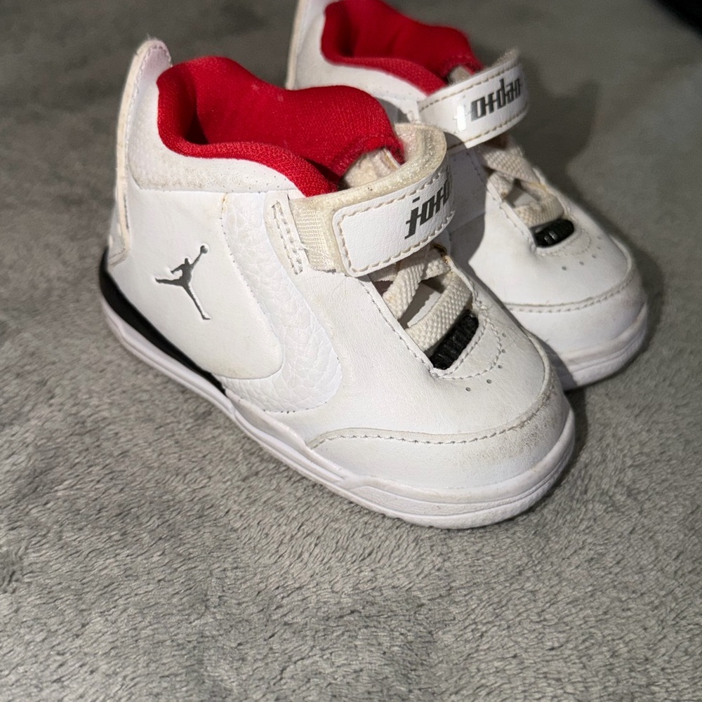 Jordan Kids White and Red Sneakers